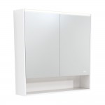 Fie LED Mirror Cabinet with Display Shelf & Matte White Side Panels 900